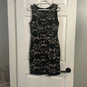 Crochet overlay zip back dress